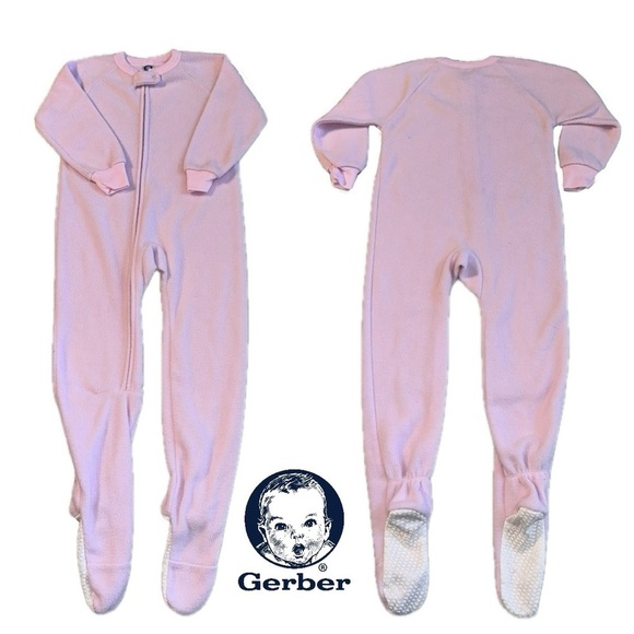 3-pr Pajamas GERBER Fleece Footed GAP Giraffe Set PJs Sleep Pink Green Girl 5 - Picture 7 of 16